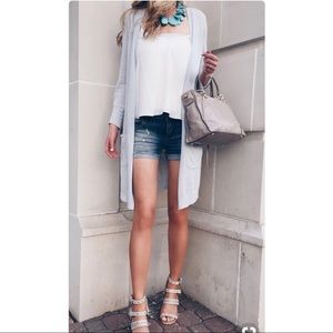 Light Blue Knit Long Sleeve Duster